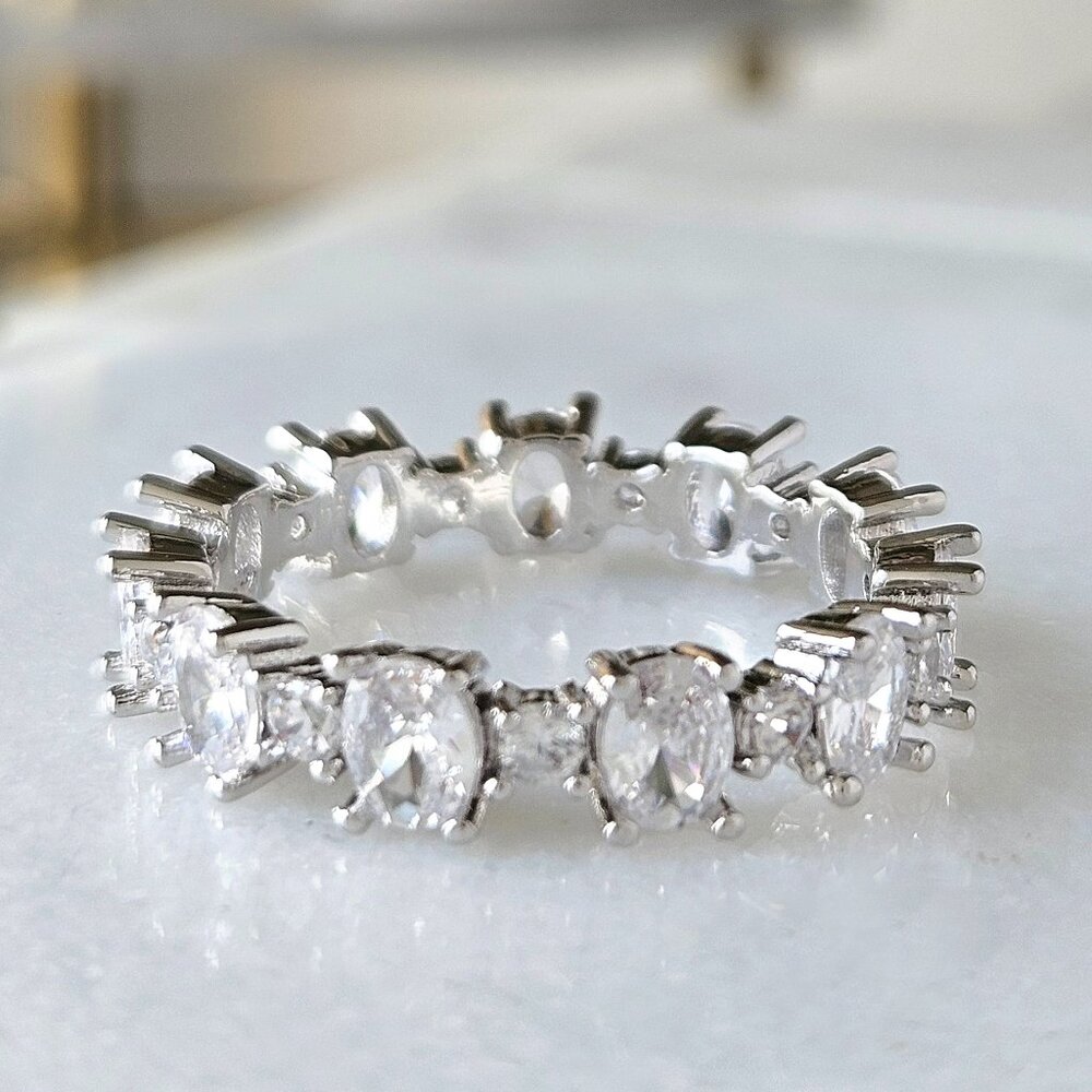 Stackable Emerald Cut Eternity Ring, Charmed Aroma Size 6